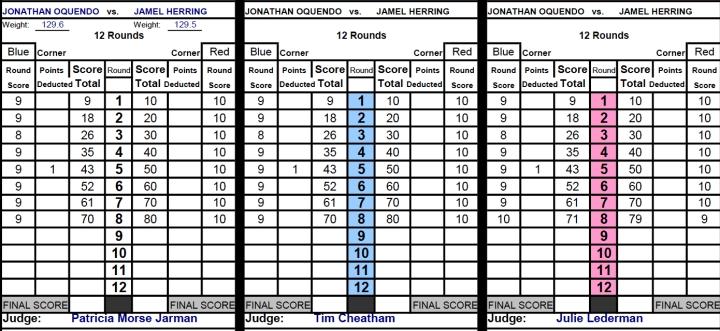 Herring Oquendo Official Scorecards